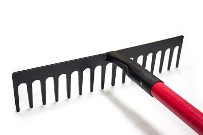 Image showing  18 in. Steel Stone Rake with Long Fiberglass Handle