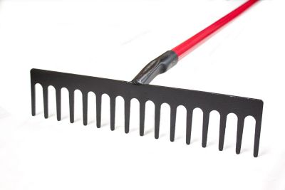 Image showing  18 in. Steel Stone Rake with Long Fiberglass Handle