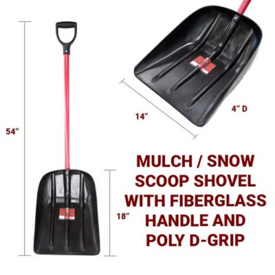 Image showing 7 th Bully Tools 33.75 in. Fiberglass Handle Snow/Mulch Scoop Shovel with Poly D-Grip