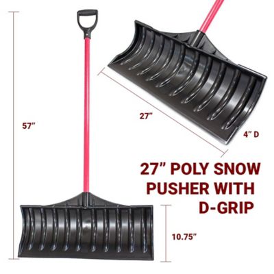 Image showing  27 in. Poly Snow Pusher with Fiberglass Handle and Poly D-Grip, 92813