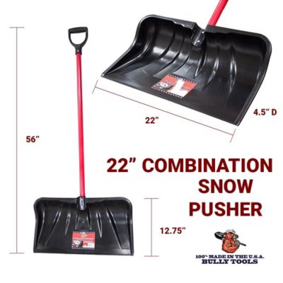 Image showing 9 th Bully Tools 22 in. Combination Snow Shovel/Pusher with Fiberglass Handle and Poly D-Grip