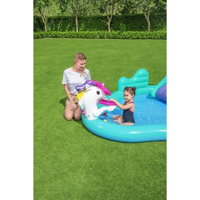 Image showing  H2OGO! 9 ft. x 6 ft. 6 in. Magical Unicorn Carriage Play Pool Center, 53097E