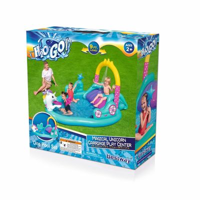 Image showing  H2OGO! 9 ft. x 6 ft. 6 in. Magical Unicorn Carriage Play Pool Center, 53097E