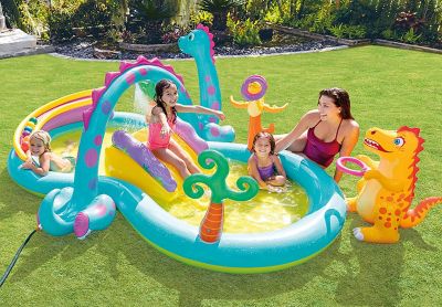 Image showing 5 th Intex 10 ft. 11 in. x 7 ft. 6 in. Dinoland Pool or Play Center