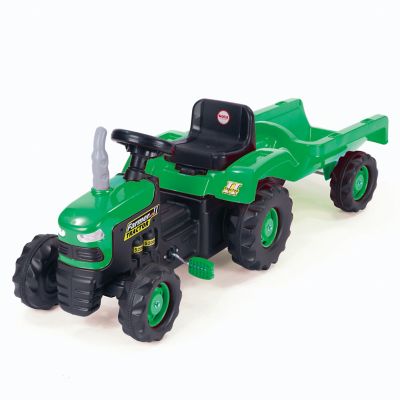 Image showing  Pedal-Operated Big Green Tractor with Trailer