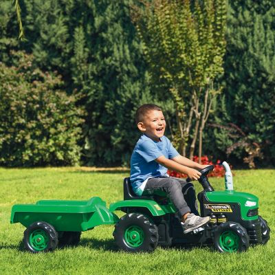 Image showing  Pedal-Operated Big Green Tractor with Trailer