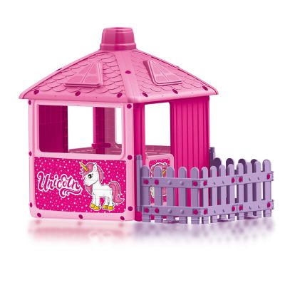 Dolu Toy Factory Unicorn Play House with Fenced Garden, Pink