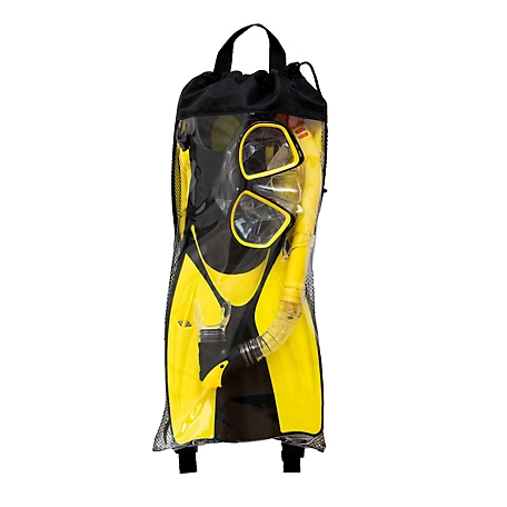 Swimline Thermotech Mesh Bag Snorkeling Set, Fin Size 9-11
