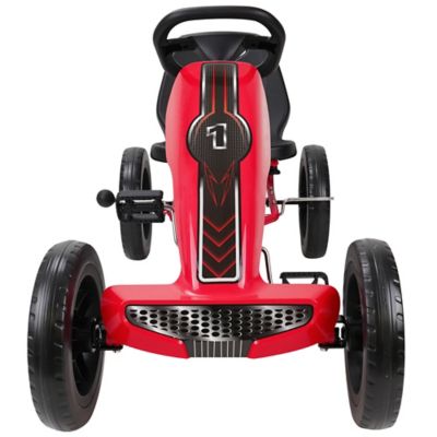 Image showing  Kids' Race Z Pedal Go-Kart with Adjustable Bucket Seat, Sporty Graphics on the Front Fairing, Ages 4 and Up, Red