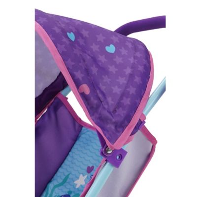 Image showing  Kids' Mermaid Pretend Play Doll Stroller with Canopy and Cup Holder