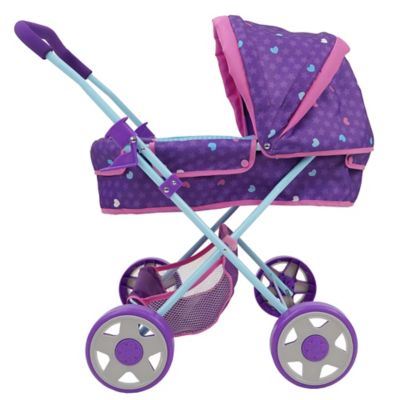 Image showing  Kids' Mermaid Pretend Play Doll Pram with Retractable Large Canopy