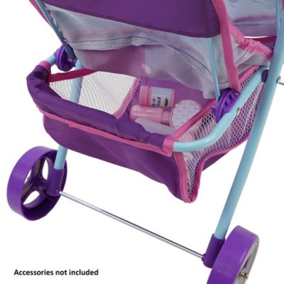 Image showing  Kids' Mermaid Pretend Play Twin Doll Stroller with Retractable Canopy