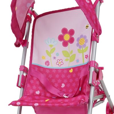 Image showing  Kids' Garden Doll Pretend Play Stroller with Retractable Canopy