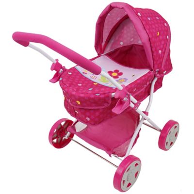 Image showing  Kids' Garden Pretend Play Pram N Doll Set with 14 in. Baby Doll and Folding Pram