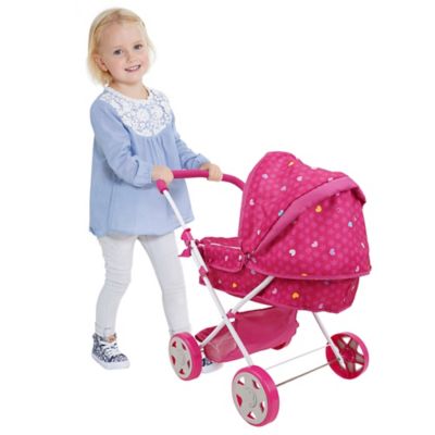 Image showing  Kids' Garden Pretend Play Pram N Doll Set with 14 in. Baby Doll and Folding Pram