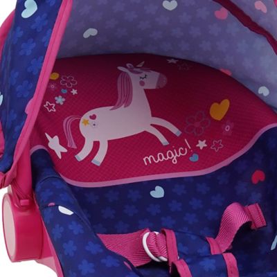 Image showing  Kids' Pretend Play Unicorn Baby Doll 3-in-1 Car Seat