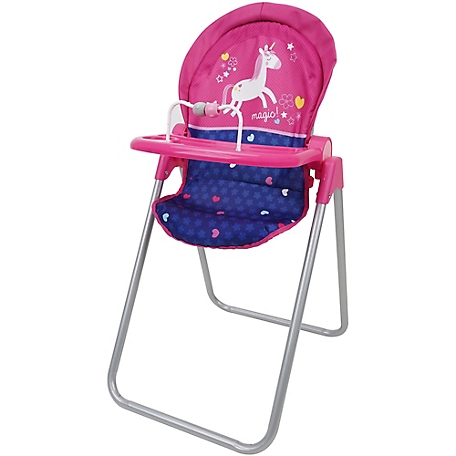 509 Crew Kids' Pretend Play Unicorn Doll High Chair with Front Feeding Tray, Fits Dolls Up to 21 in.