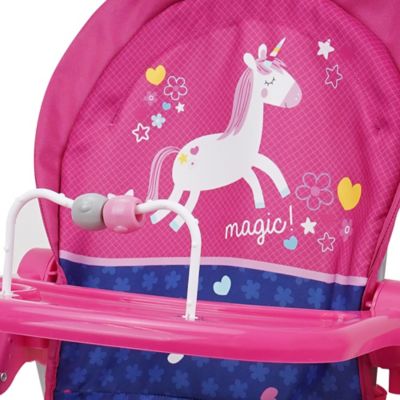 Image showing 5 th 509 Crew Kids' Pretend Play Unicorn Doll High Chair with Front Feeding Tray for Dolls Up to 21 in.