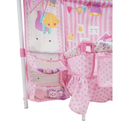Image showing  Kids' BnB Doll Furniture Set with 14 in. Baby Doll, High Chair, Playard and Accessories, Pink