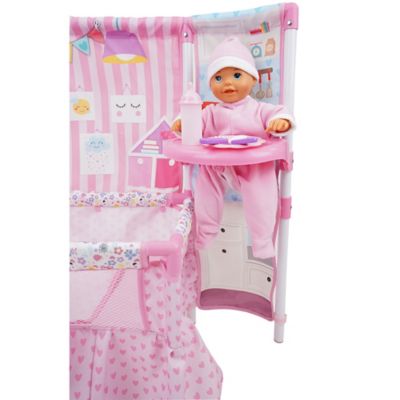 Image showing 6 th 509 Crew Kids' BnB Doll Furniture Set with 14 in. Baby Doll, High Chair, Playard and Accessories, Pink