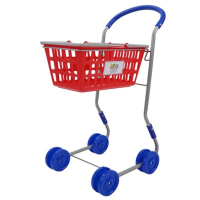 509 Crew Kids' 2-in-1 Red Pretend Play Shopping Cart, Converting Shopping Cart and Basket