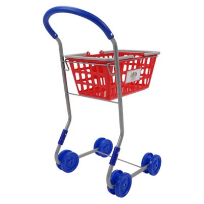 Image showing  Kids' 2-in-1 Red Pretend Play Shopping Cart, Converting Shopping Cart and Basket