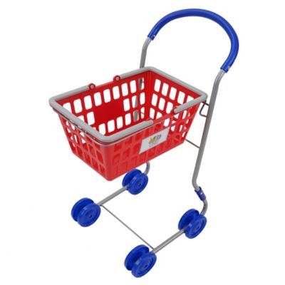 Image showing  Kids' 2-in-1 Red Pretend Play Shopping Cart, Converting Shopping Cart and Basket