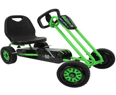 509 Crew Kids' Rocket Pedal Go-Kart Ride-On, Ergonomic Adjustable Seat, Sharp Handling, Green