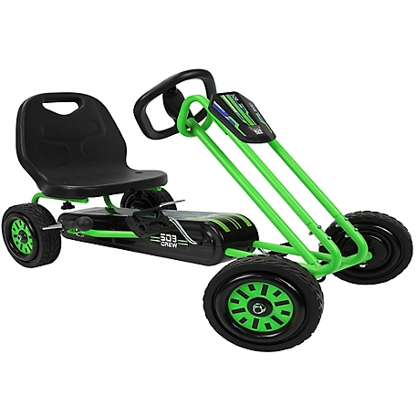 509 Crew Kids' Rocket Pedal Go-Kart Ride-On, Ergonomic Adjustable Seat, Sharp Handling, Green