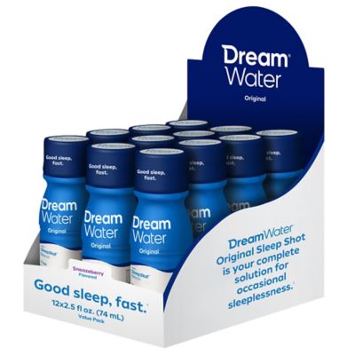 Dream Water Sleep Aid, GABA, Melatonin, 5-HTP, 2.5 oz. Shot, Snoozeberry, 12 ct., 10112.12.2.1A