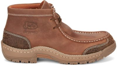 Image showing 4 th Justin Men's Crafton Moc Toe Waterproof Work Shoes, 4 in.
