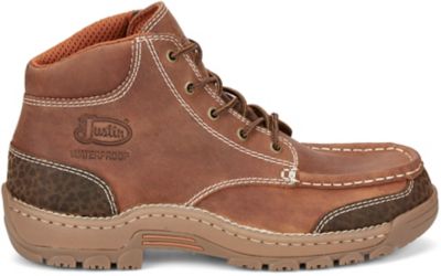 Image showing 4 th Justin Men's Corbett Moc Toe Waterproof Lace-Up Work Boots, 5 in.