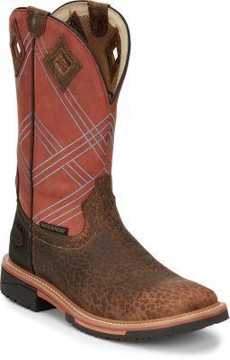 Justin Men's Dalhart Square Soft Toe Waterproof Work Boots, 12 in.