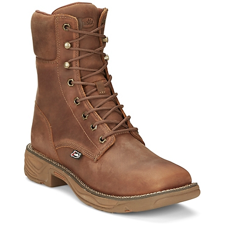 Justin Rush 8 in. Waterproof Square Toe Lace-Up Work Boot