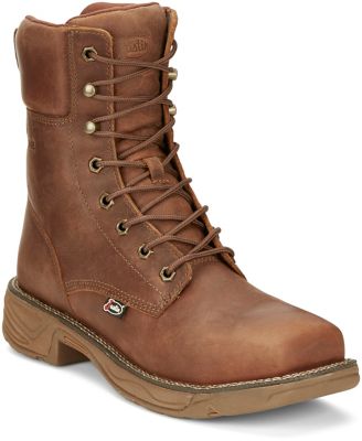 Justin Men's Rush Nano Square Composite Toe Waterproof Lace-Up Work Boots, 8 in.