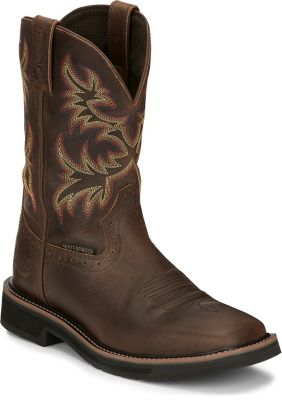 Justin Men's Soft Toe Driller Waterproof Square Work Boots, 11 in.