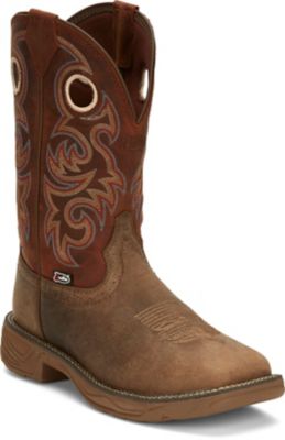 Justin Original Work Boots Men's Stampede Square Toe - Electrical Hazard Rated & J-Flex Comfort (Rugged Tan, 8 D)