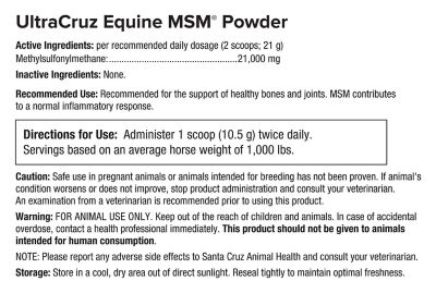 Image showing  Equine MSM Powder Supplement for Horses, 4 lb.