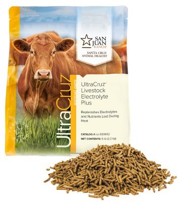 UltraCruz Livestock Electrolyte Plus Supplement for Cattle, Goats, Sheep and Pigs, 5 lb., Pellets, 18-Day Supply