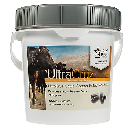 UltraCruz Cattle Copper Bolus for Beef and Dairy Cattle, 100 x 25 g, For Adult Cattle