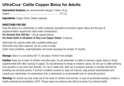 Image showing  Cattle Copper Bolus for Beef and Dairy Cattle, 100 x 25 g, For Adult Cattle