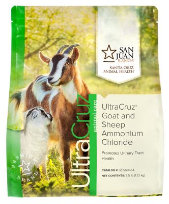 UltraCruz Goat and Sheep Ammonium Chloride Supplement, SC-550654 I found this product and not only is it extremely affordable, it must taste great because he licks his pan clean and so far he is doing great