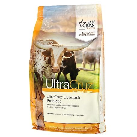 UltraCruz Livestock Probiotic Supplement for Cattle, Goats, Sheep and Pigs, 25 lb., Pellets