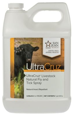 UltraCruz Livestock Natural Fly and Tick Spray for Cattle, Goats, Sheep and Pigs, 1 gallon refill