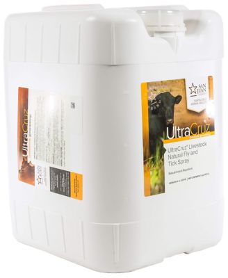 UltraCruz Livestock Natural Fly and Tick Spray for Cattle, Goats, Sheep and Pigs, 5 gal Refill