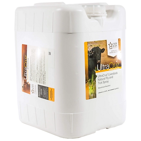 UltraCruz Livestock Natural Fly and Tick Spray for Cattle, Goats, Sheep and Pigs, 5 gallon refill