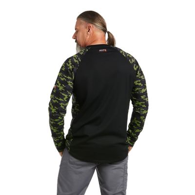 Image showing  Men's FR Stretch Camo Baseball Long-Sleeve Work T-Shirt