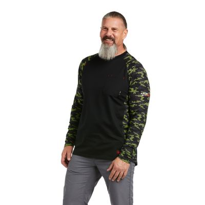 Image showing  Men's FR Stretch Camo Baseball Long-Sleeve Work T-Shirt