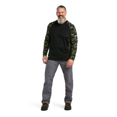 Image showing  Men's FR Stretch Camo Baseball Long-Sleeve Work T-Shirt