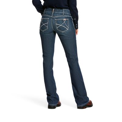 Image showing 1 th Ariat Women's Flame-Resistant Stretch Fit Mid-Rise DuraLight Ella Bootcut Work Jeans